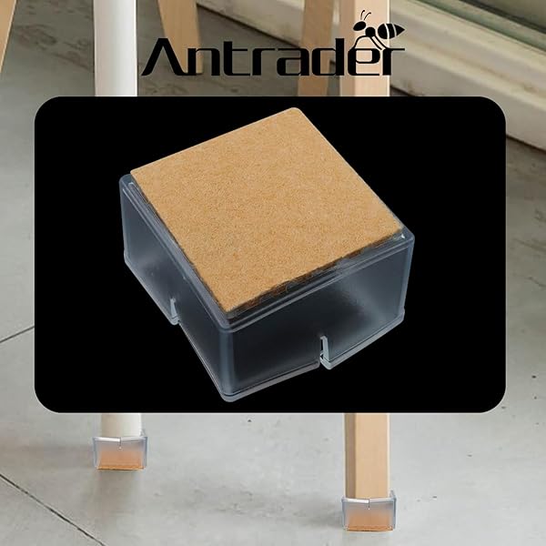 Antrader Antrader Rubber Furniture Pads Square Shape Non-Slip Floor Protector for Chairs and Sofas 16pcs Transparent 1 1/4 Inch to 1 3/8 Inch - View 5 of 5