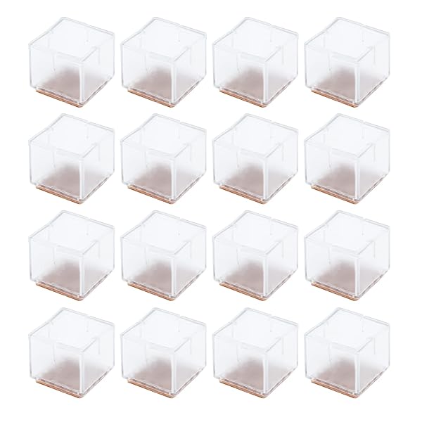 Antrader Antrader Rubber Furniture Pads Square Shape Non-Slip Floor Protector for Chairs and Sofas 16pcs Transparent 1 1/4 Inch to 1 3/8 Inch