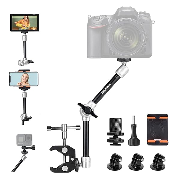 fantaseal "11" Adjustable Magic Arm for DSLR, Mirrorless, Action Cameras & Smartphones - Perfect Vlog Rig with Clamp for GoPro & iPhone" - View 2 of 10