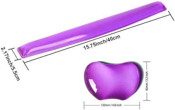 ABRONDA ABRONDA Silicone Gel Keyboard and Mouse Wrist Rest Pad Set Ergonomic Heart-Shaped Comfortable Durable Pain Relief Purple - View 4 of 7