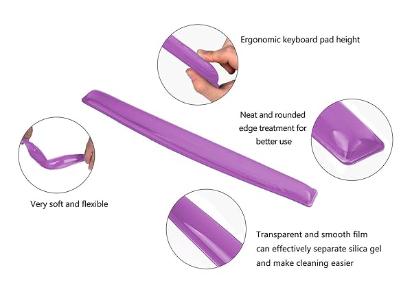 ABRONDA ABRONDA Silicone Gel Keyboard and Mouse Wrist Rest Pad Set Ergonomic Heart-Shaped Comfortable Durable Pain Relief Purple - View 6 of 7