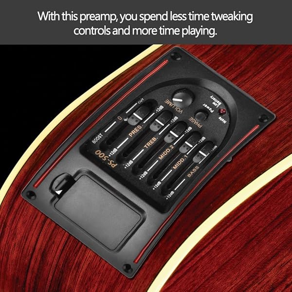Tbest PS-500 Acoustic Guitar Pickup & Preamp: 5-Band EQ, Piezo Tuner for Superior Sound Quality - View 3 of 10