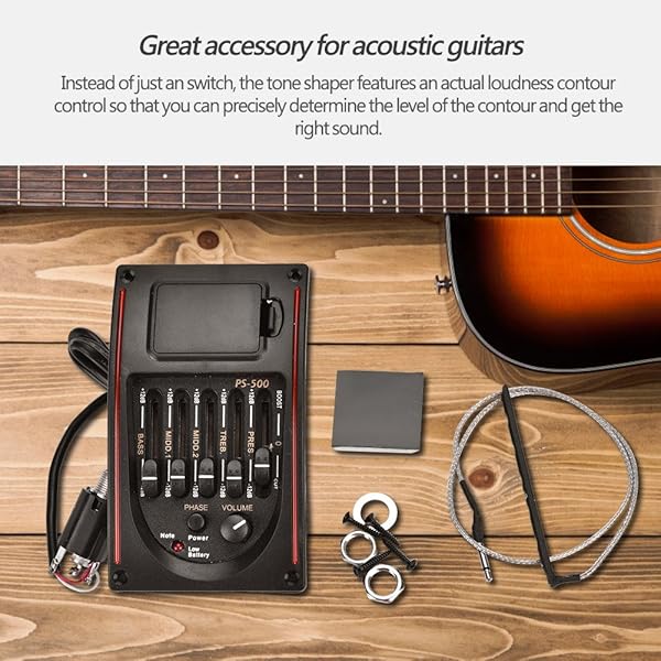 Tbest PS-500 Acoustic Guitar Pickup & Preamp: 5-Band EQ, Piezo Tuner for Superior Sound Quality - View 4 of 10
