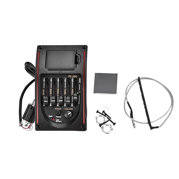 PS-500 Acoustic Guitar Pickup & Preamp: 5-Band EQ, Piezo Tuner for Superior Sound Quality