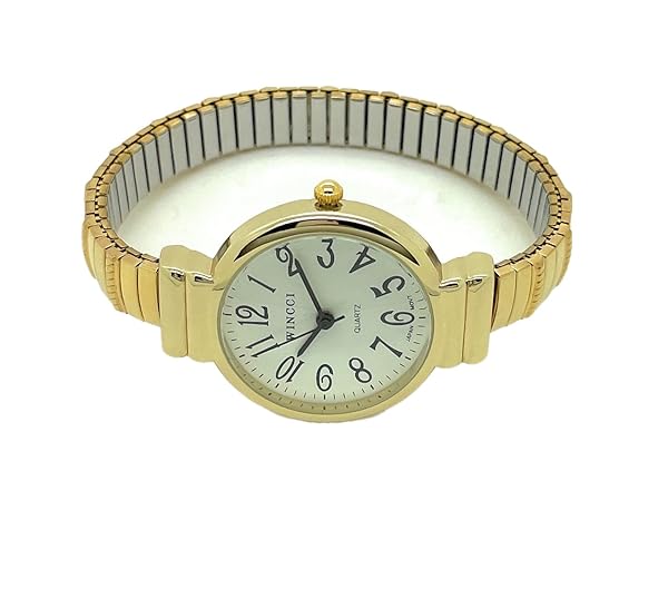 Wincci Ladies Big Numbers Stretch Elastic Band Fashion Watch by Wincci in Gold for Stylish and Comfortable Wear - View 3 of 4