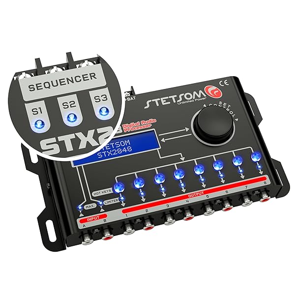 Stetsom Stetsom STX 2848 DSP Crossover &amp; Equalizer 8 Channel Full Digital Signal Processor (Sequencer) 2.8 Remote Relay - View 2 of 8
