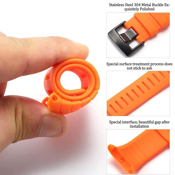 MCXGL MCXGL Waterproof Replacement Band for Suunto Core - All Black Sports Rubber Strap - View 5 of 7