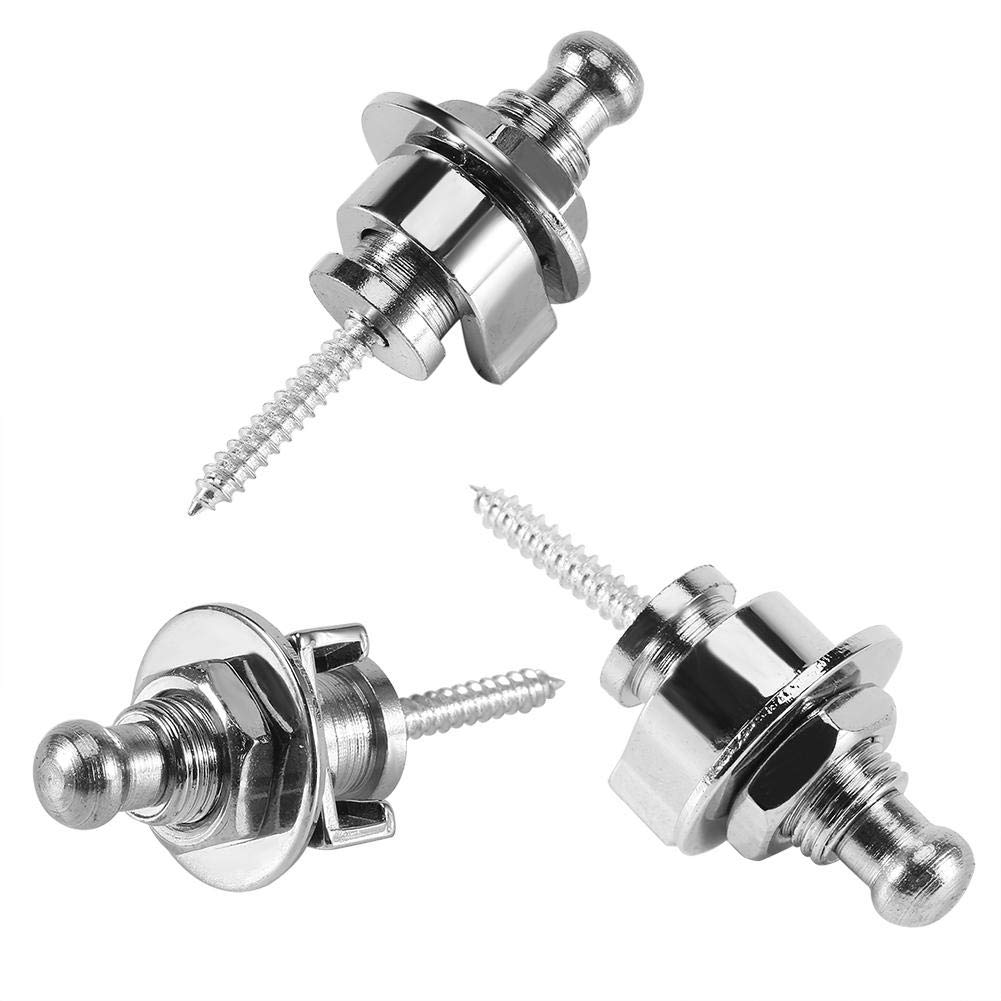 Tbest Chrome Strap Lock Buttons for Guitar and Bass Secure Locking System Durable Strap Locks for Guitars and Basses - View 6 of 9