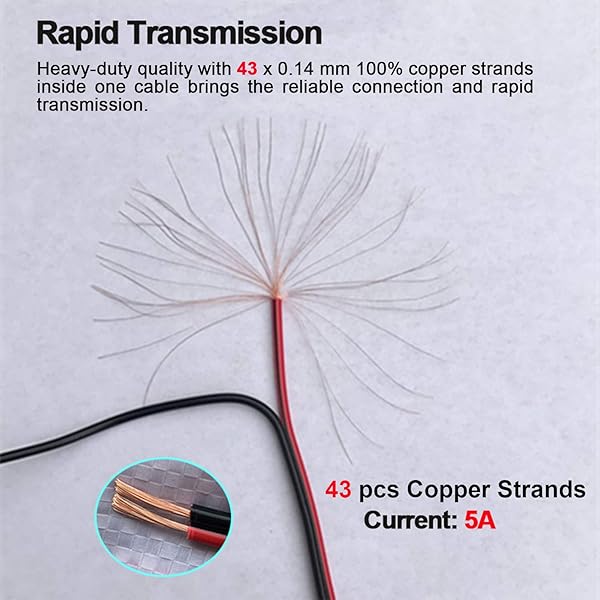 MILAPEAK Real 18AWG 10 Pairs DC Power Pigtail Cable 12V 5A Male Female and Jack Plug Adapter for CCTV Home Security by MILAPEAK - View 5 of 9
