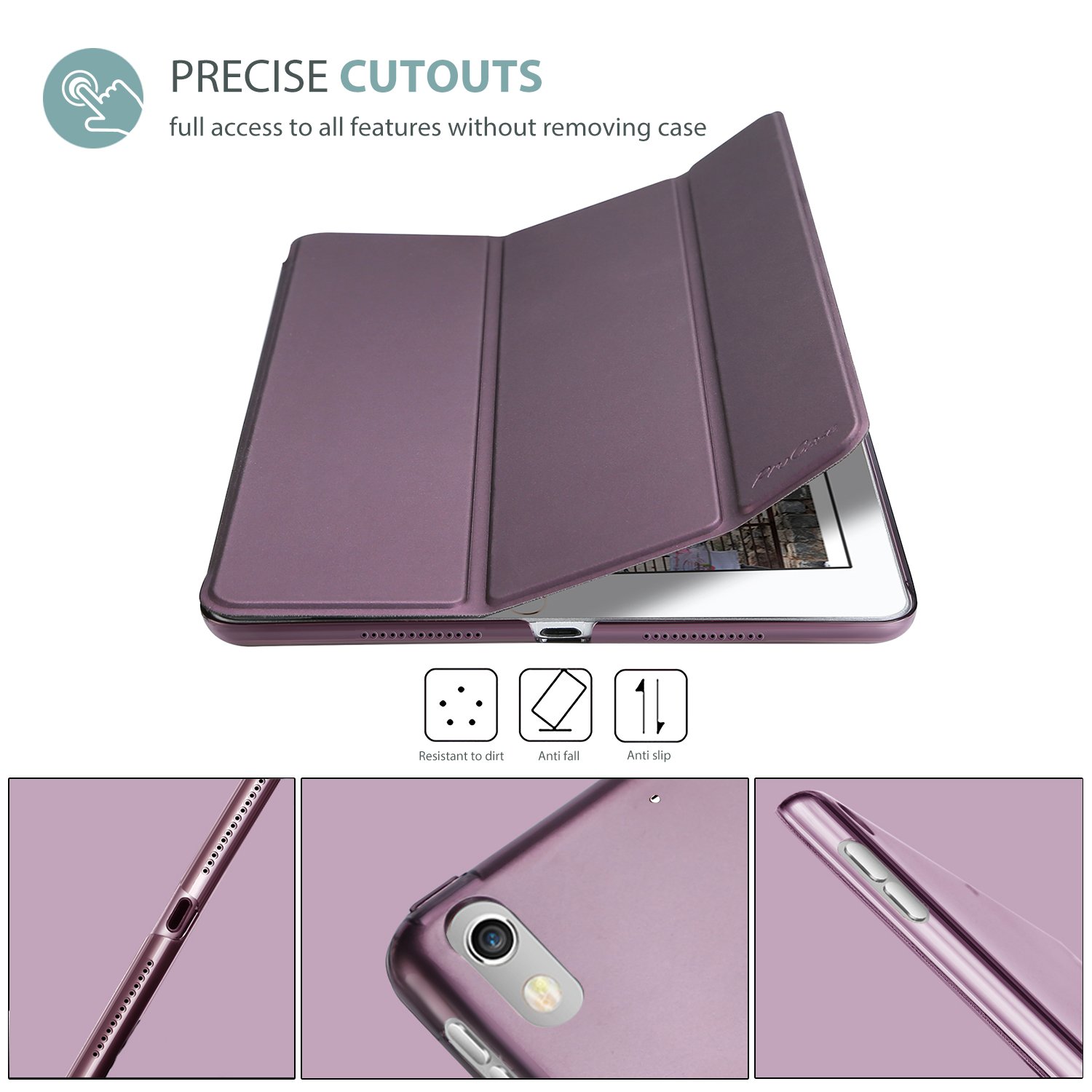 ProCase ProCase Smart Case for 10.5 Inch iPad Air 3 2019 and iPad Pro 2017 Slim Stand Cover Purple Translucent Frosted Back - View 3 of 8