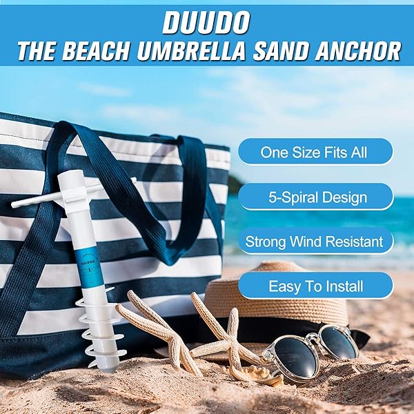 DUUDO DUUDO Beach Umbrella Sand Anchor with 5-Spiral Screw Design for Strong Wind Resistance and Universal Fit Beach Accessory - View 4 of 6
