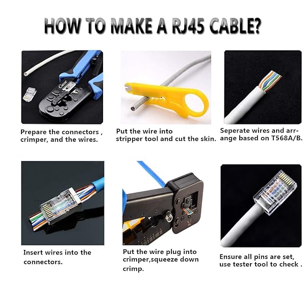 PETECHTOOL RJ45 CAT6 Pass Through Connectors Gold Plated 8P8C Plugs with Strain Relief Pack of 50 Connectors and 50 Strain Reliefs - View 6 of 7