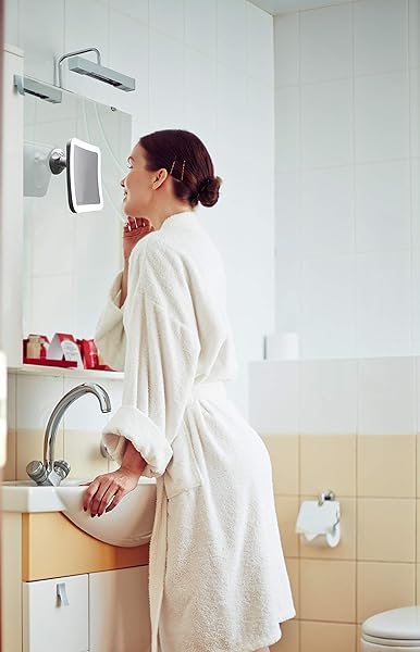 JiBen JiBen Square LED 10X Magnifying Makeup Mirror with Suction Cup Bright Light and 360 Degree Adjustable Arm for Home and Travel - View 3 of 7