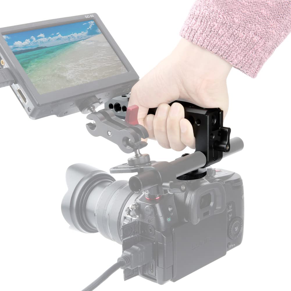 Buy NICEYRIG Hot Shoe Top Handle Grip for DSLR Cameras - Compatible with Panasonic GH5/G9 & Sony A6600/A6400 - 15mm Rod Clamp - View 4 of 7