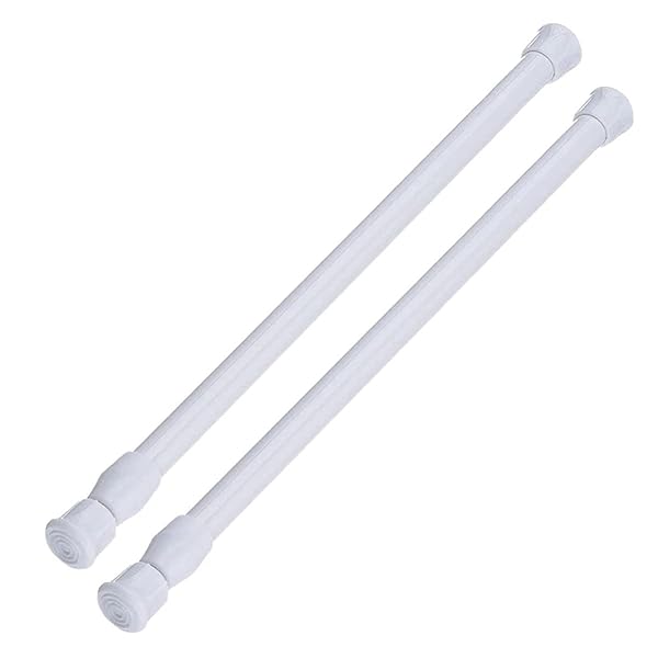 AIZESI "Buy AIZESI Spring Tension Curtain Rods - 16" to 28" Adjustable White Rods (2 Pcs) for Easy Window Styling"
