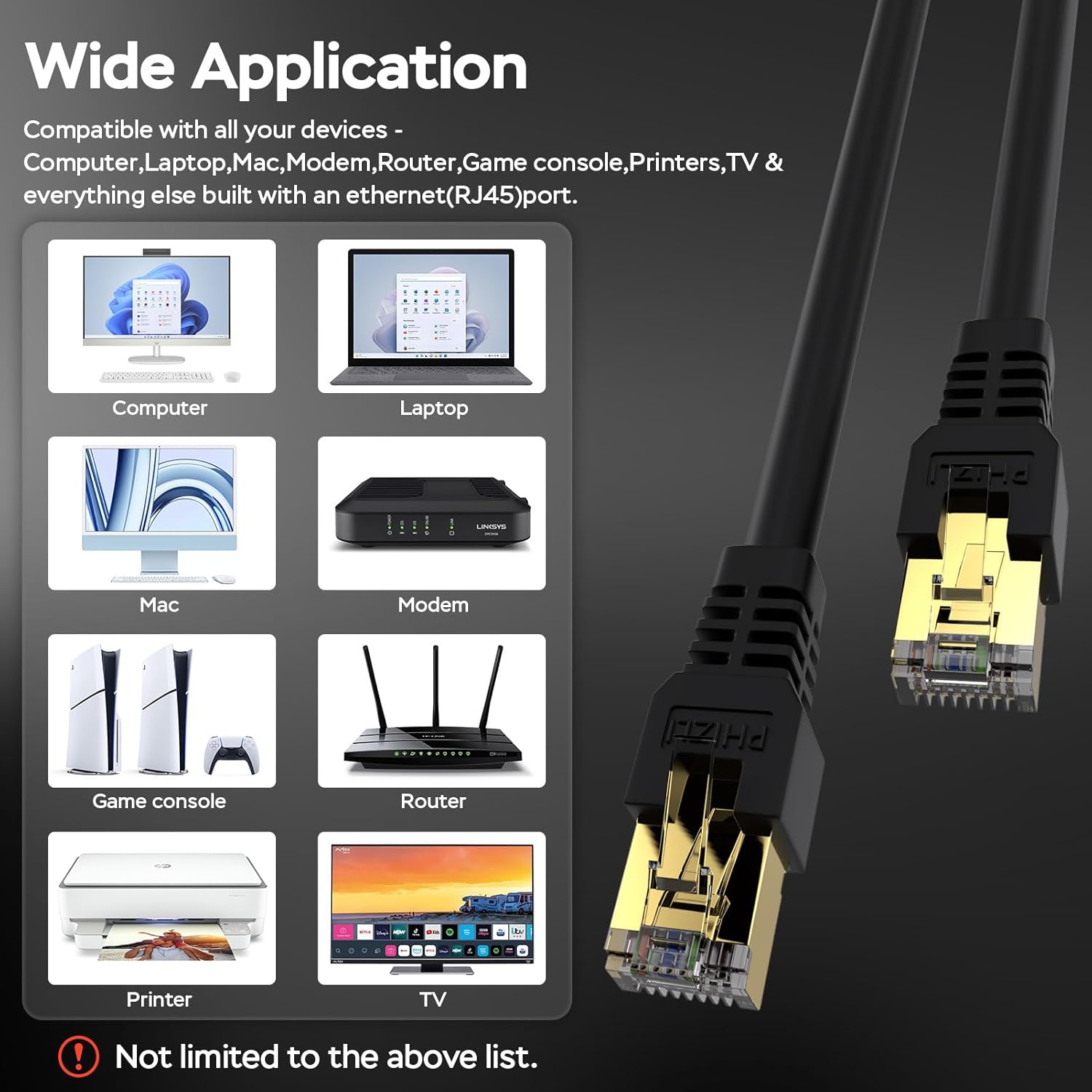 Phizli Shop 15ft Cat7 Ethernet Cable - Shielded, Waterproof, 10Gbps, UV Resistant Network Cord for Fast Connectivity - View 7 of 7