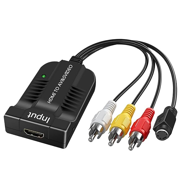HDSUNWSTD HDMI to RCA AV Converter Adapter 1080p - Supports PAL/NTSC with Micro Cable