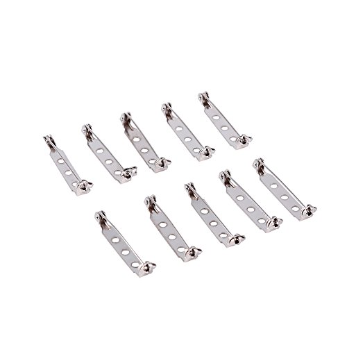 50Pcs Silver Bar Pins Brooch Lock Safety Clasps for DIY Crafts - 32mm Brooch Pin Backs