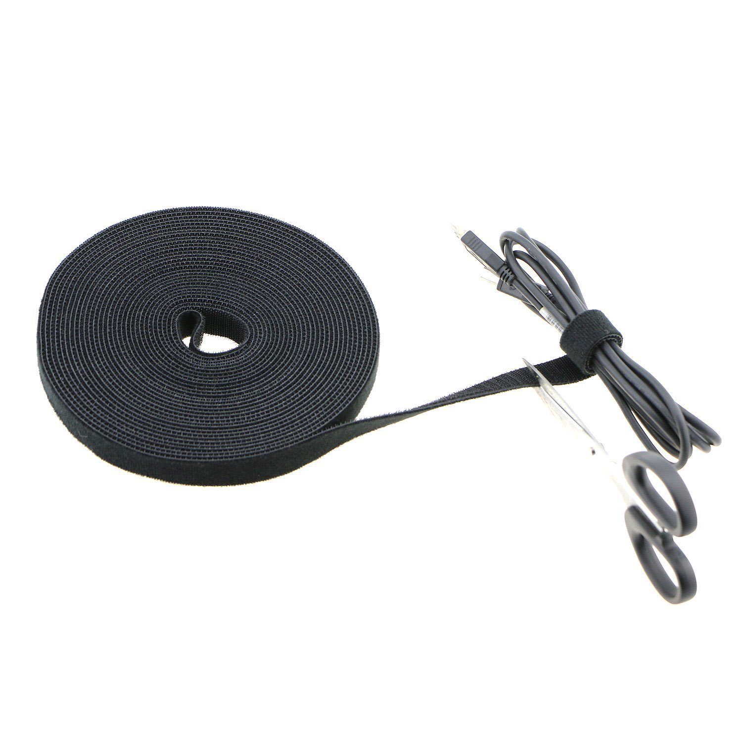 SAISN Saisn Reusable Fastening Tape Cable Ties 3/4 Inch Double Side Hook Roll 25 Yard Black Upgraded Version for Organizing Cables - View 3 of 9