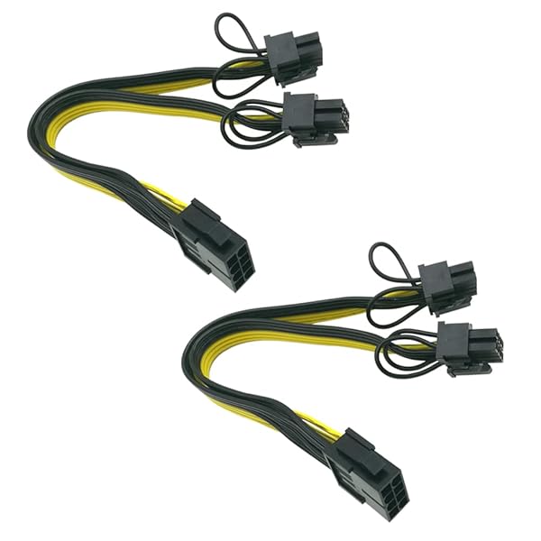 COMeap 2-Pack CPU to GPU Splitter Cable - 8 Pin Female to Dual PCIe 8 Pin (6+2) for BTC Miner - 9-inch (23cm)