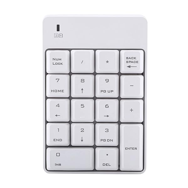 Zerone Portable USB Numeric Keypad for Mac & PC - 18-Key Wireless Numpad (White) for Laptops & Desktops - View 3 of 4