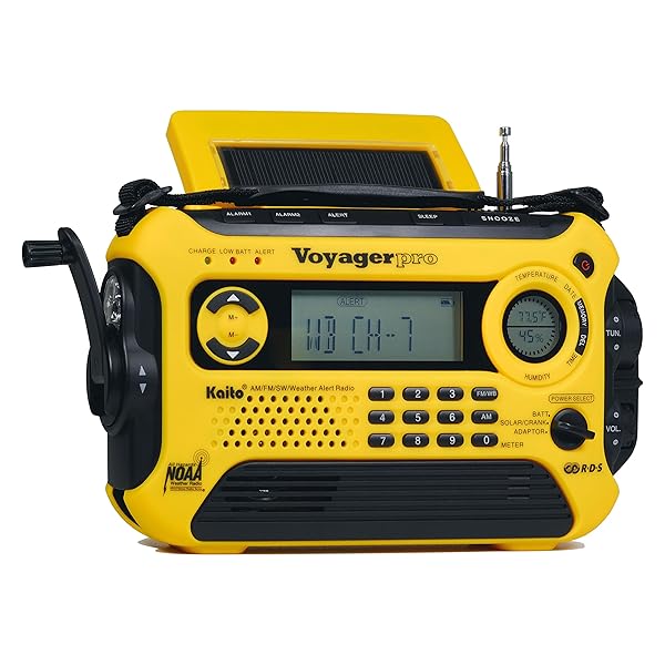 Kaito Kaito Voyager Pro KA600: Ultimate Solar Dynamo Emergency Radio with NOAA Alert & Smartphone Charger - Yellow