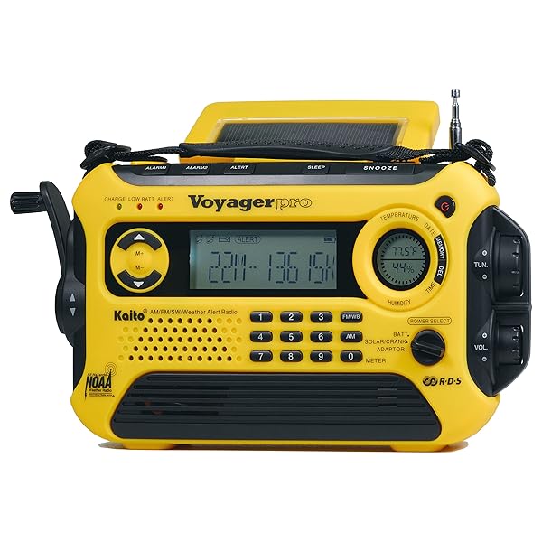 Kaito Kaito Voyager Pro KA600 Solar Dynamo Emergency Radio with Smartphone Charger and NOAA Alert Yellow - View 3 of 7