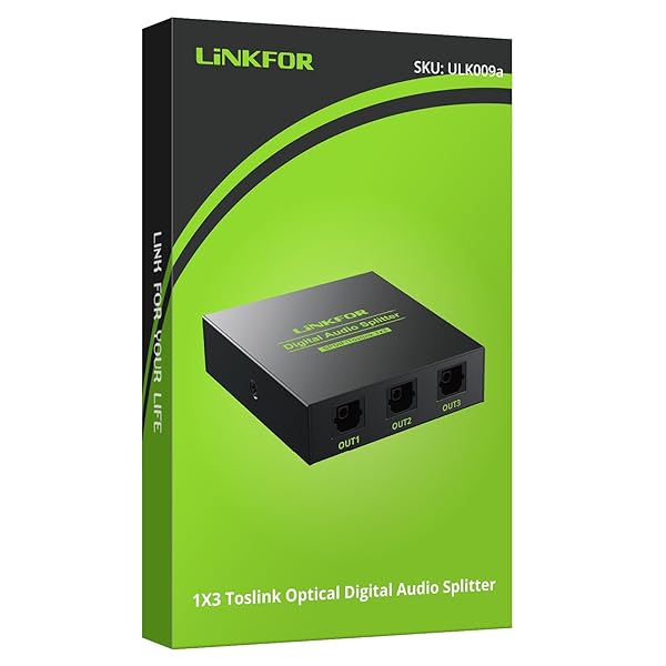 LiNKFOR LiNKFOR 1x3 Digital Optical Audio Splitter - SPDIF Toslink 5.1CH Dolby-AC3 DTS for PS3, Blu-Ray, DVD, HDTV - Aluminum Alloy with Cable - View 7 of 9