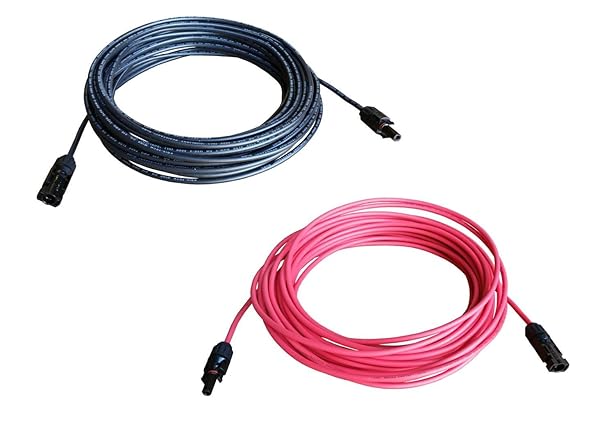 WindyNation WindyNation 12 AWG Solar Panel Extension Cables - 10ft Black & Red Connectors for Efficient Solar Power