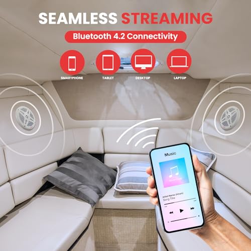 Pyle Pyle Dual 65 Waterproof Bluetooth Marine Speakers 2 Way Coaxial Full Range Amplified Speaker System 600 Watt Plmrbt65W - View 4 of 8