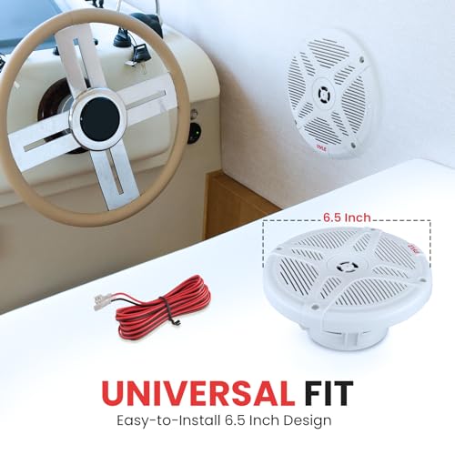 Pyle Pyle Dual 65 Waterproof Bluetooth Marine Speakers 2 Way Coaxial Full Range Amplified Speaker System 600 Watt Plmrbt65W - View 7 of 8