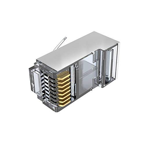 Sabra Technologies RJ45 Cat6 Shielded PassThrough FTP Connectors 100 PCS Gold Plated 6 Micron 8P8C 8 Pin for High Speed Networking - View 3 of 10