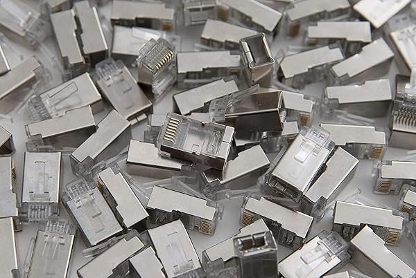 Sabra Technologies RJ45 Cat6 Shielded PassThrough FTP Connectors 100 PCS Gold Plated 6 Micron 8P8C 8 Pin for High Speed Networking - View 6 of 10