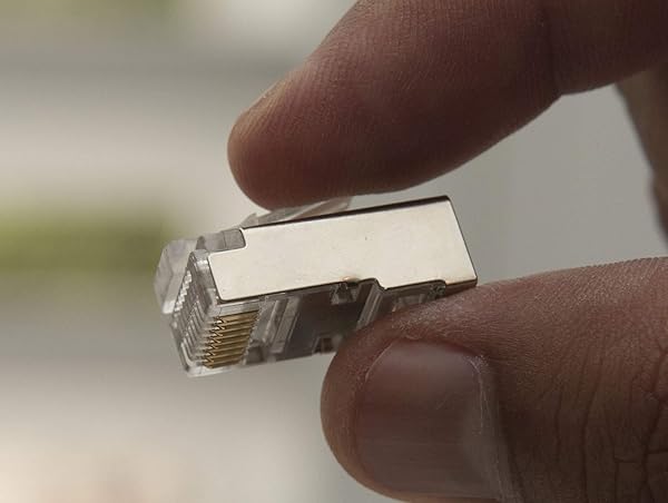 Sabra Technologies RJ45 Cat6 Shielded PassThrough FTP Connectors 100 PCS Gold Plated 6 Micron 8P8C 8 Pin for High Speed Networking - View 7 of 10