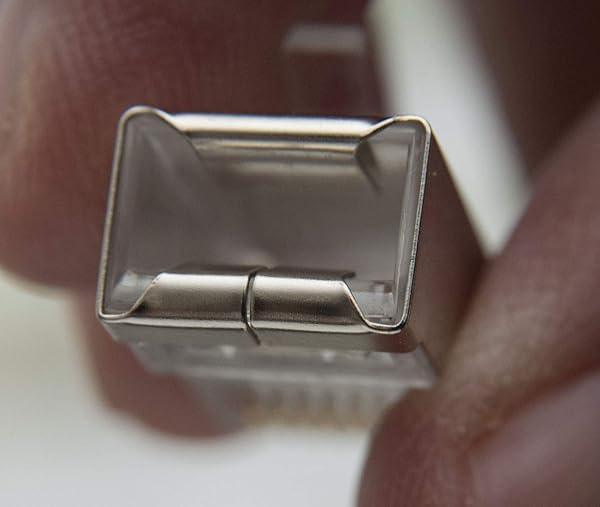 Sabra Technologies RJ45 Cat6 Shielded PassThrough FTP Connectors 100 PCS Gold Plated 6 Micron 8P8C 8 Pin for High Speed Networking - View 9 of 10