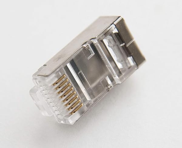 Sabra Technologies RJ45 Cat6 Shielded PassThrough FTP Connectors 100 PCS Gold Plated 6 Micron 8P8C 8 Pin for High Speed Networking - View 10 of 10