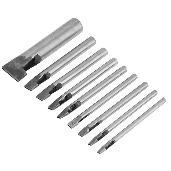 Walfront 9Pcs Leather Hole Punch Set - Oval Shape Cutter for DIY Projects, 2mm Hollow Punch Tool