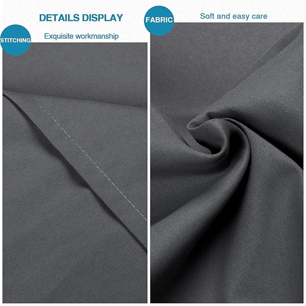 FLXXIE FLXXIE Microfiber Standard Pillow Shams Set of 2 Dark Grey Soft Fade and Wrinkle Resistant Pillow Covers 20x26 Inches with Envelope Closure - View 3 of 6