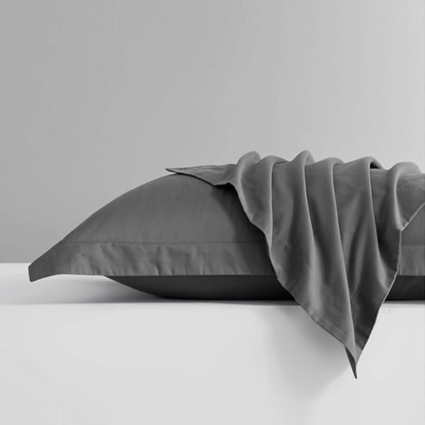 FLXXIE FLXXIE Microfiber Standard Pillow Shams Set of 2 Dark Grey Soft Fade and Wrinkle Resistant Pillow Covers 20x26 Inches with Envelope Closure - View 5 of 6