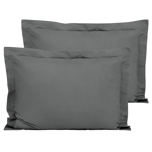 FLXXIE FLXXIE Microfiber Standard Pillow Shams Set of 2 Dark Grey Soft Fade and Wrinkle Resistant Pillow Covers 20x26 Inches with Envelope Closure