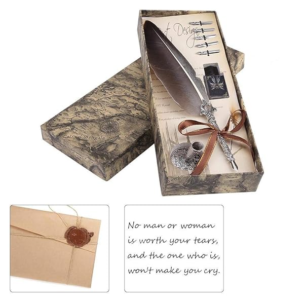 Hilitand Handmade English Calligraphy Dip Pen Set with 5 Nibs & Ink - Perfect Stationery Gift - View 6 of 10