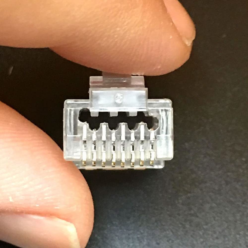 PETECHTOOL PETCHTOOL 100-Pack RJ45 CAT6A CAT6 Pass Through Connectors Gold Plated Modular Plug for Solid Wire Ethernet Cables - View 7 of 9