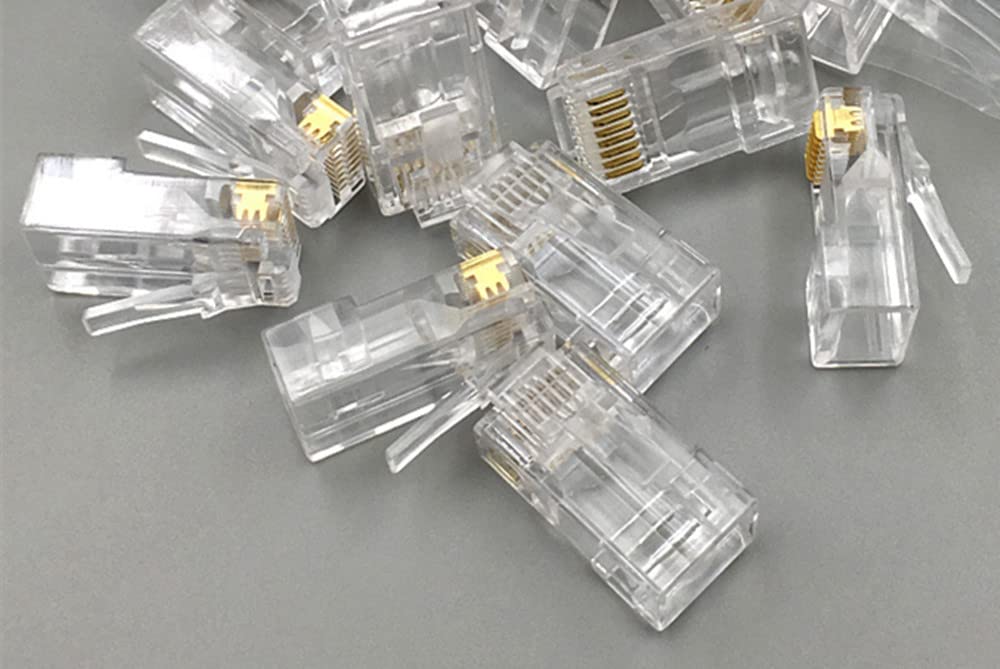 PETECHTOOL PETCHTOOL 100-Pack RJ45 CAT6A CAT6 Pass Through Connectors Gold Plated Modular Plug for Solid Wire Ethernet Cables - View 9 of 9