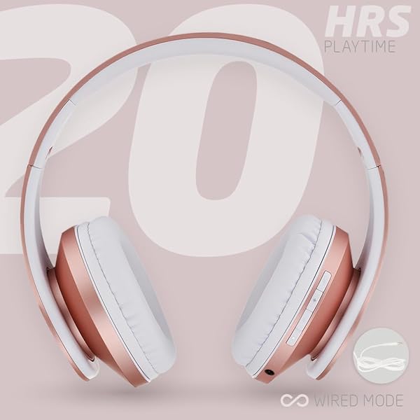 PowerLocus PowerLocus Bluetooth Over-Ear Headphones: Wireless, Foldable, Built-in Mic, FM - Perfect for iPhone, Samsung, iPad, PC (Rose Gold) - View 7 of 10