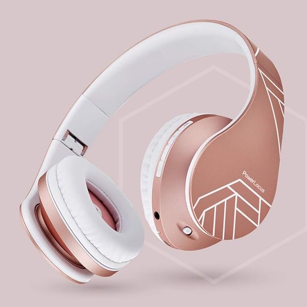 PowerLocus PowerLocus Bluetooth Over-Ear Headphones: Wireless, Foldable, Built-in Mic, FM - Perfect for iPhone, Samsung, iPad, PC (Rose Gold) - View 10 of 10
