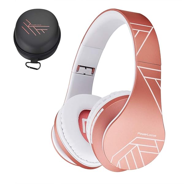 PowerLocus PowerLocus Bluetooth Over-Ear Headphones: Wireless, Foldable, Built-in Mic, FM - Perfect for iPhone, Samsung, iPad, PC (Rose Gold) - View 2 of 10