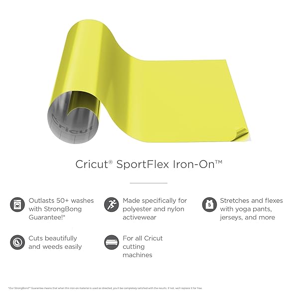 Cricut "Buy Cricut SportFlex Iron On Vinyl 11.8"x24" - Bright Yellow for Easy Crafting & Custom Designs" - View 3 of 9