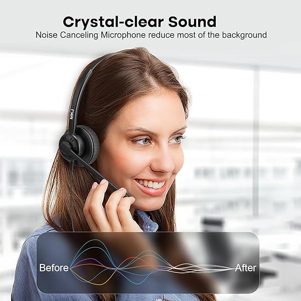 MKJ MKJ Cisco Telephone Headset: Noise-Canceling Corded RJ9 for CP-7861, 7942G, 7945G & More - Perfect for Call Centers - View 4 of 7