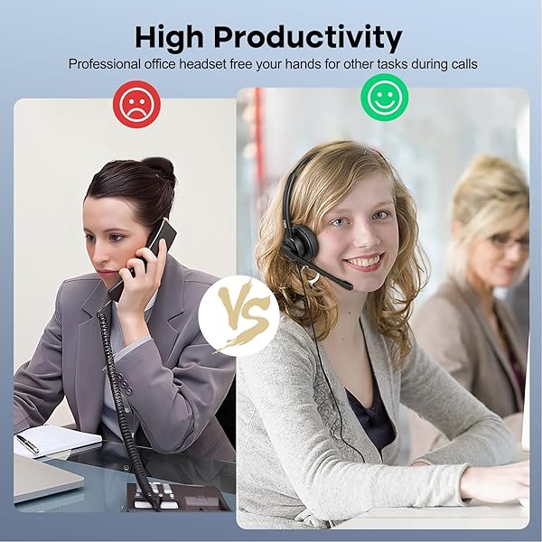 MKJ MKJ Cisco Telephone Headset: Noise-Canceling Corded RJ9 for CP-7861, 7942G, 7945G & More - Perfect for Call Centers - View 7 of 7