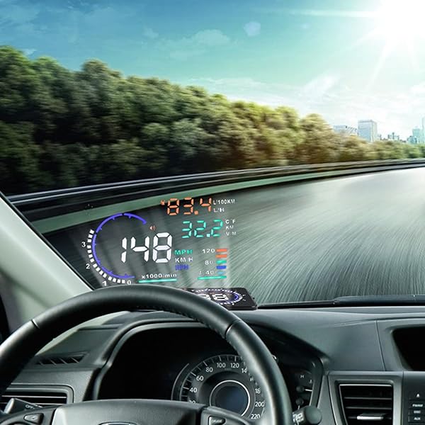 5.5'' HUD Head-Up Display: Speed Projector with Overspeed Alarm & OBDII Interface for Cars